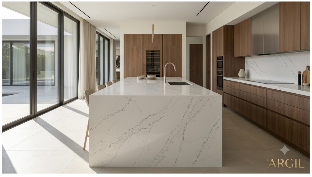 Premium Quartz Kitchen for a Modern Luxury Villa