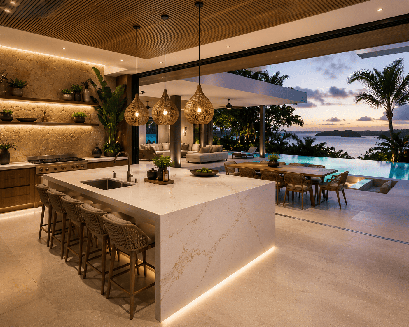 Premium Quartz Kitchen for a Modern Luxury Villa gallery image