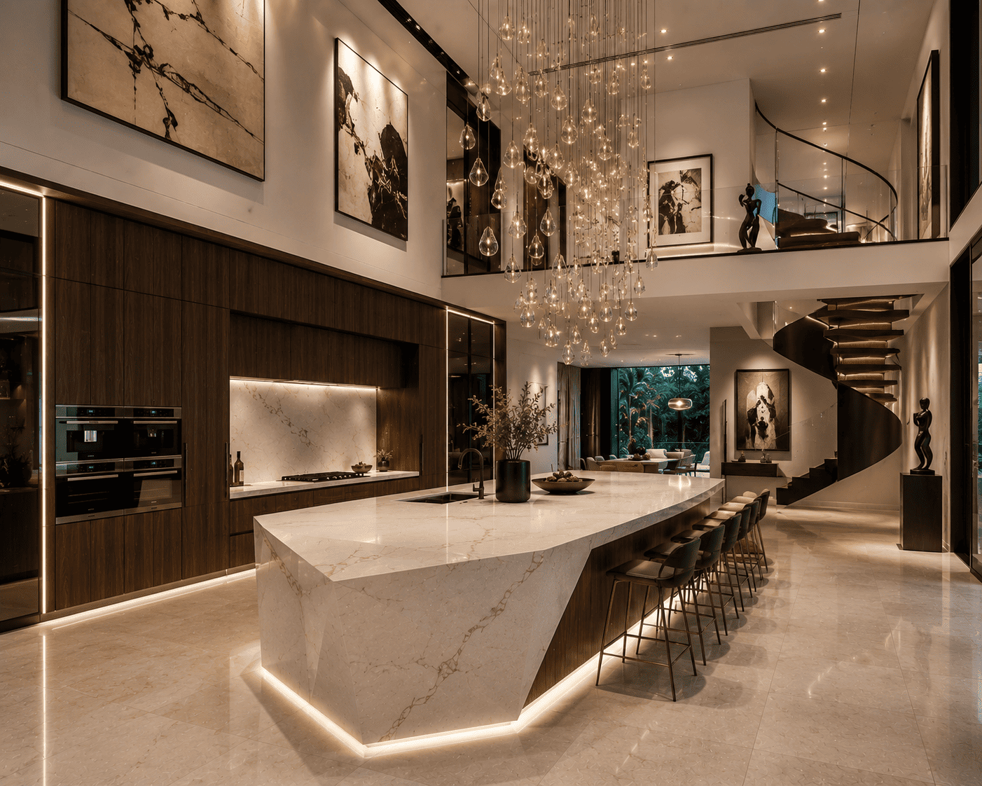 Premium Quartz Kitchen for a Modern Luxury Villa gallery image