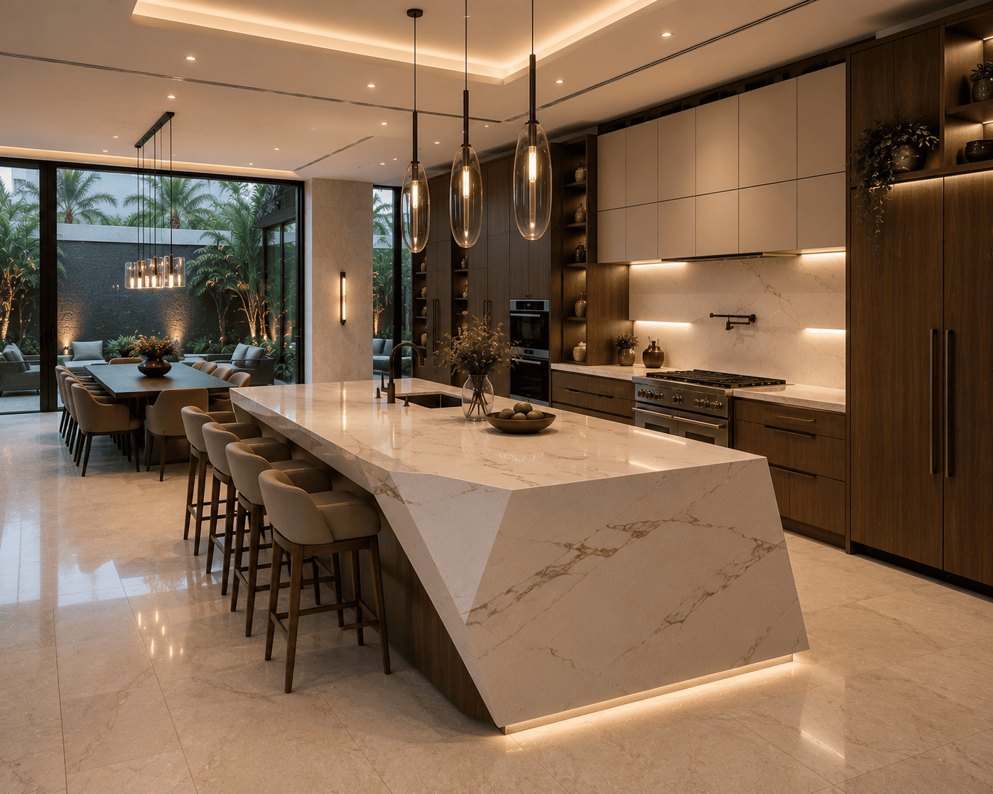 Premium Quartz Kitchen for a Modern Luxury Villa gallery image